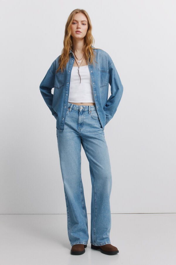 Springfield Denim pocket shirt blue