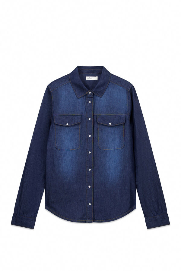 Springfield Denim shirt with cotton pockets blue