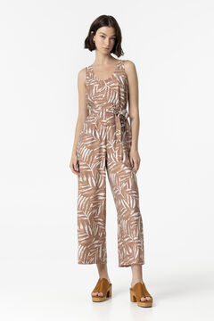 Springfield Flowing Printed Jumpsuit with Belt camel