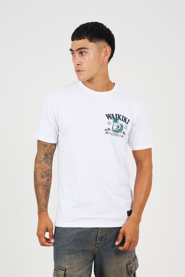Brave Soul Printed short sleeve T-shirt white