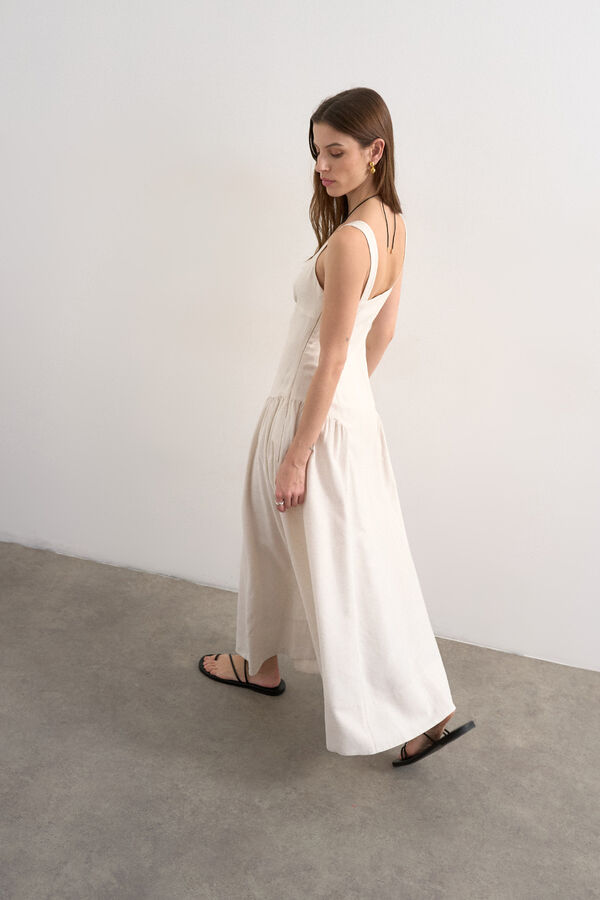 Topshop Long strap dress beige