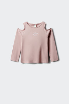 Springfield Kids T-shirt manga comprida ombro descoberto canelada de menina