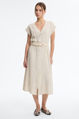 Vestido midi efecto lino