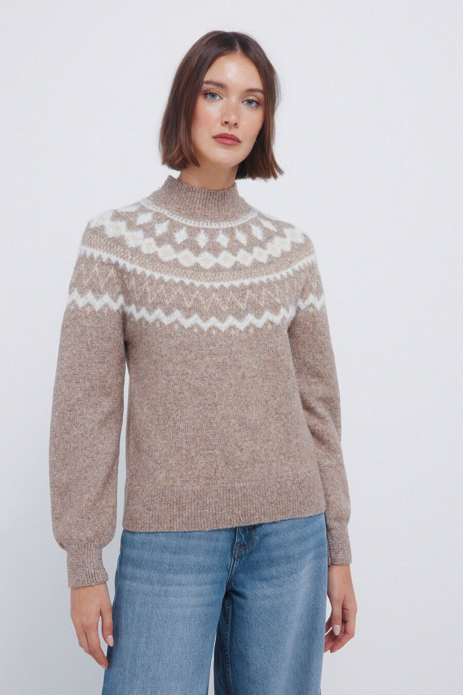 Jersey cenefa jacquard pelo