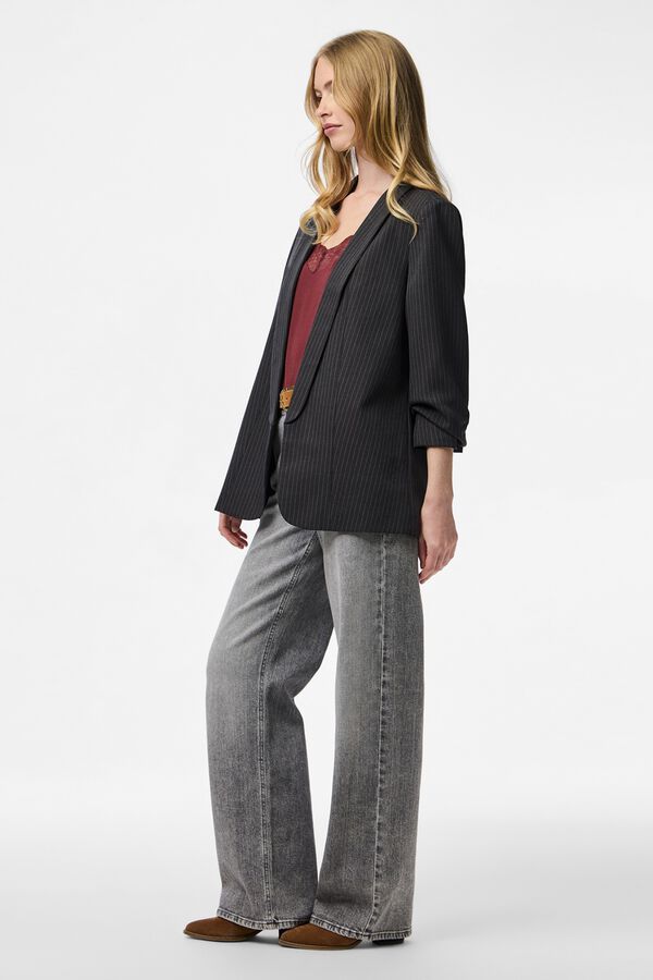 Pieces Striped blazer grey