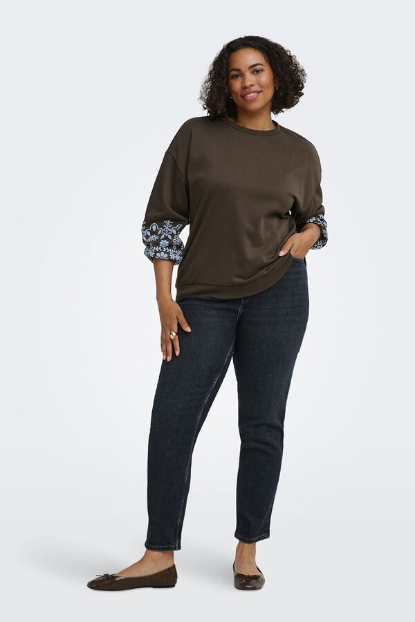 Only Carmakoma Round neck plus size sweatshirt brown