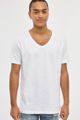 Springfield T-shirt Básica Decote em Bico branco