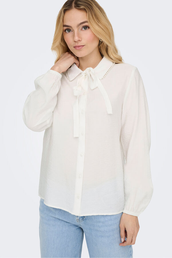 JDY Camisa manga larga lazo blanco