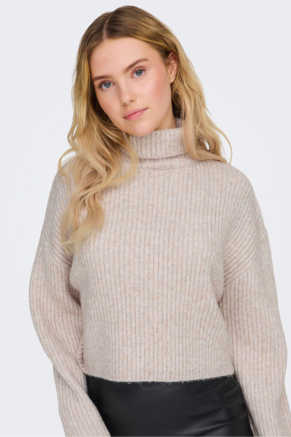 Only Jersey de cuello alto beige