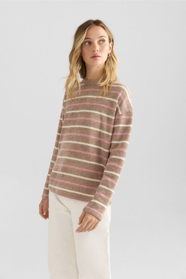 Springfield Fine striped thin jumper nude