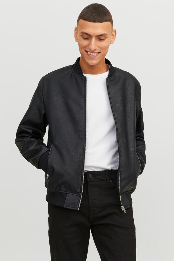 Springfield Faux leather bomber jacket black