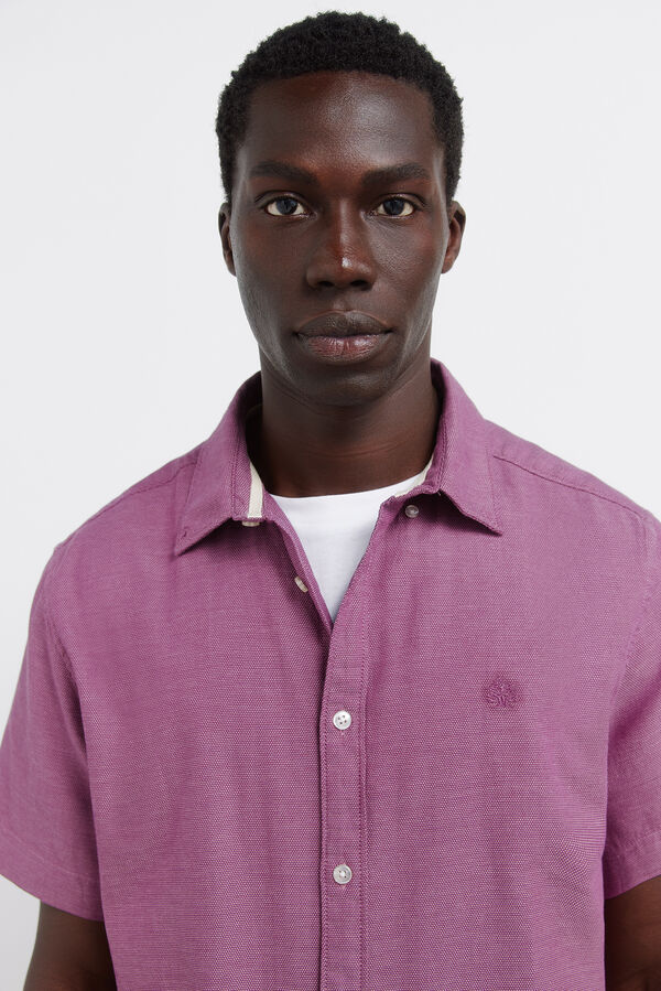 Springfield Two-tone structured short sleeve shirt red