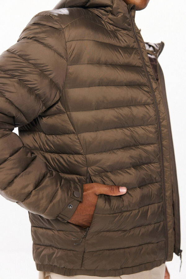 Springfield Quilted hooded jacket brown