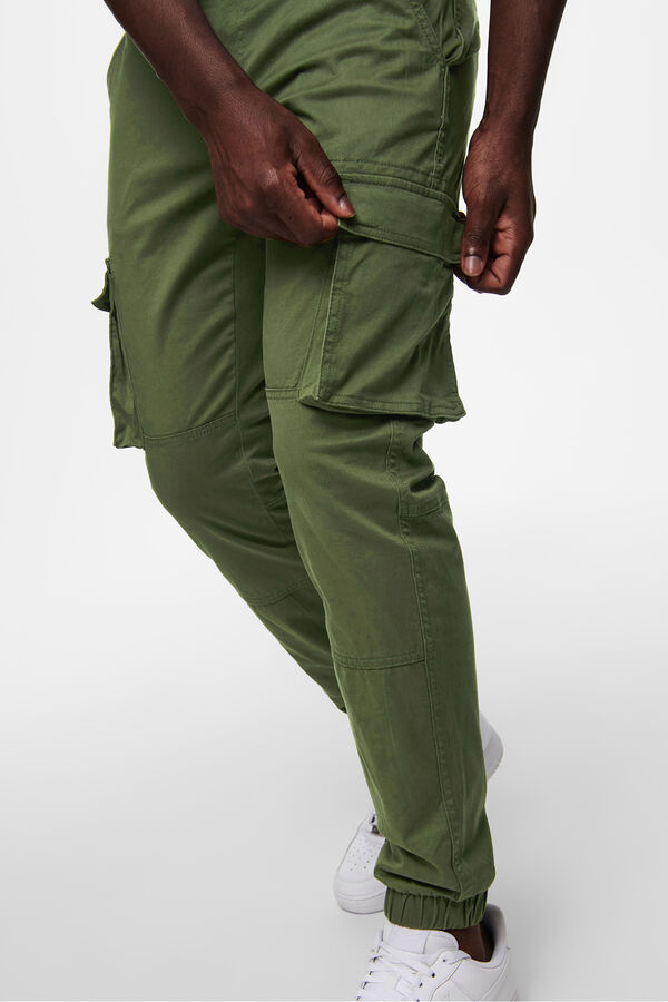 Only & Sons Long cargo trousers green