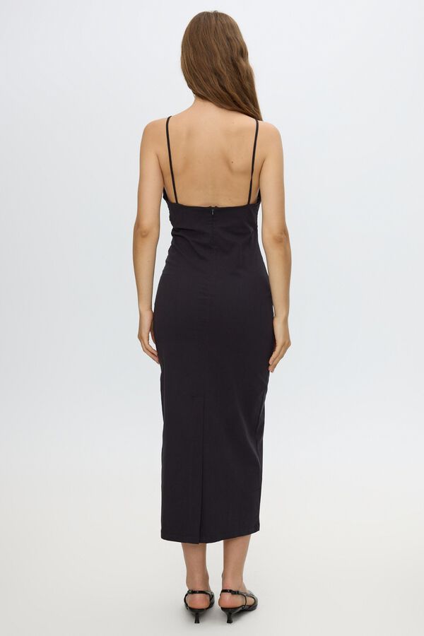 Inside Ruched halterneck midi dress black