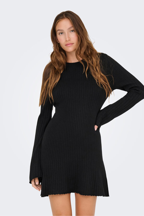 Only Vestido curto com manga compridas preto