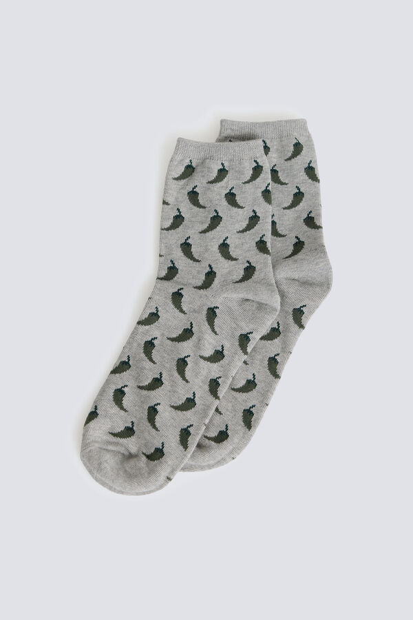 Springfield Meias compridas estampado pimentos cinzento