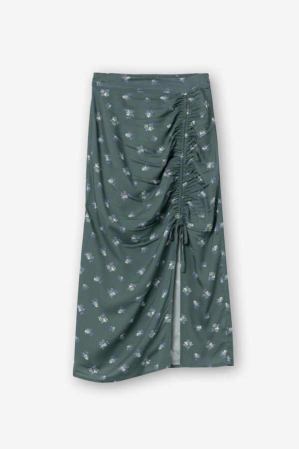 Springfield Printed midi skirt dark green