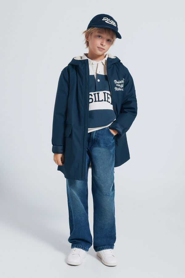 Springfield Kids Parka azul marinho com frase para criança azul