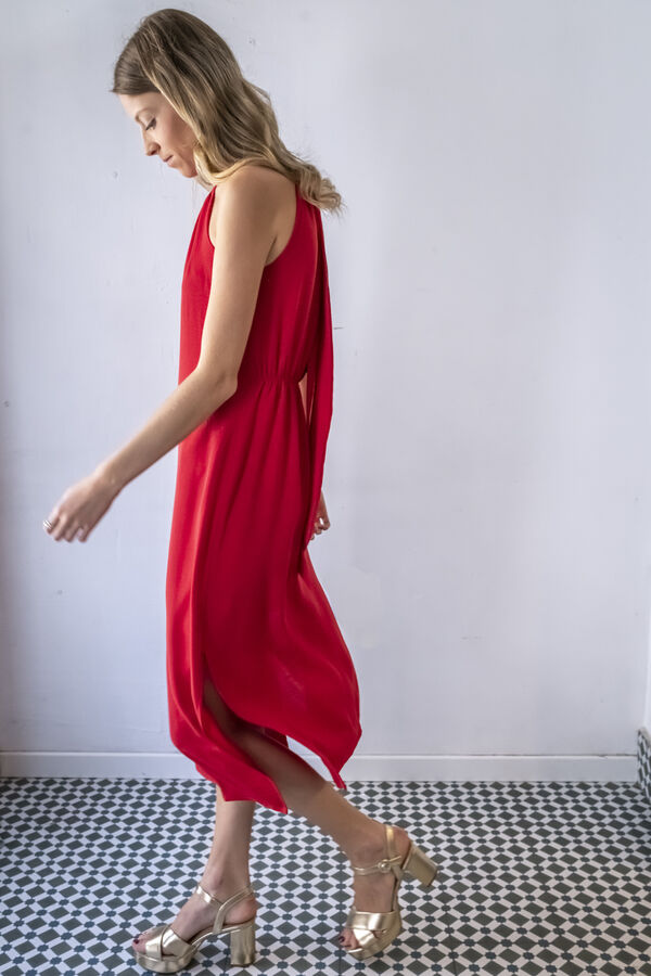 Cul Sac Vestido midi recto rojo