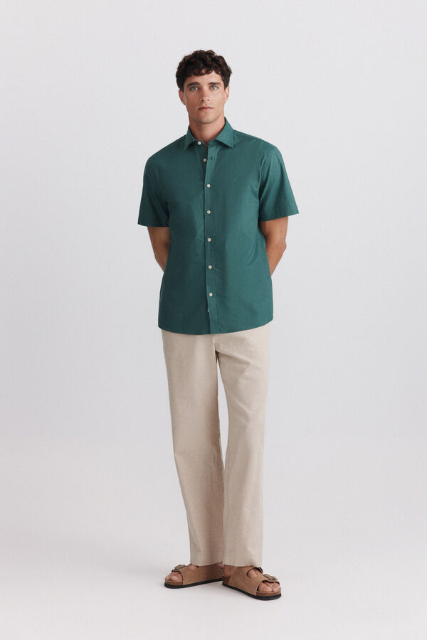 Springfield Chemise oxford &agrave; manches courtes vert