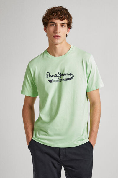 Springfield Regular Fit Print Logo T-shirt green water