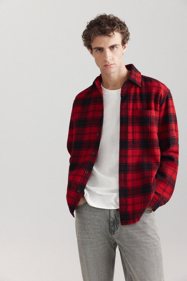 Springfield Chemise en flanelle &agrave; carreaux overshirt rouge