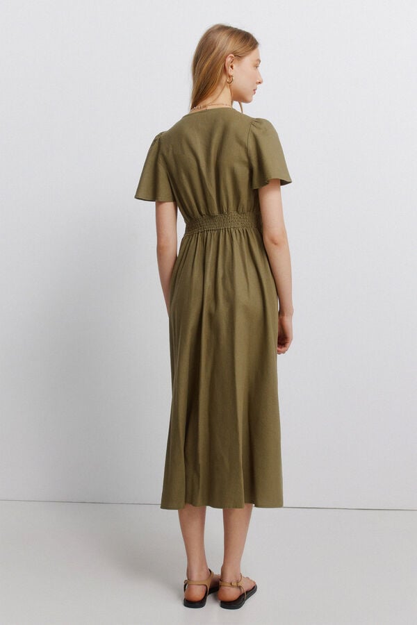 Springfield Linen knot dress printed