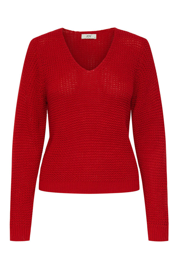 JDY Jersey cuello pico rojo