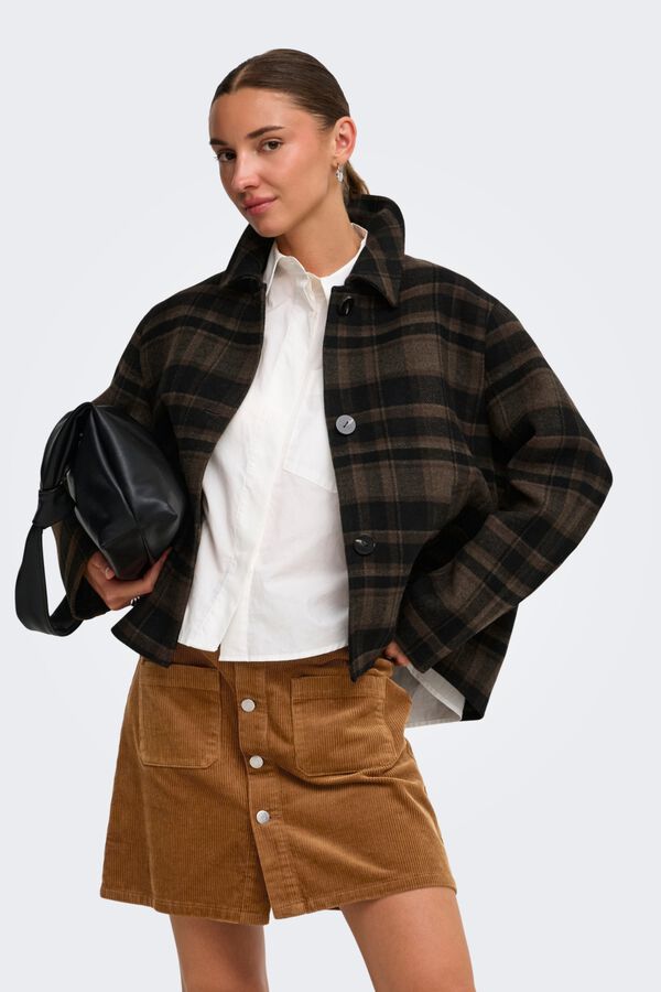 JDY Short cloth coat mink