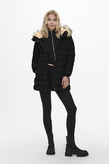 Springfield Puffer coat with faux fur hood crna