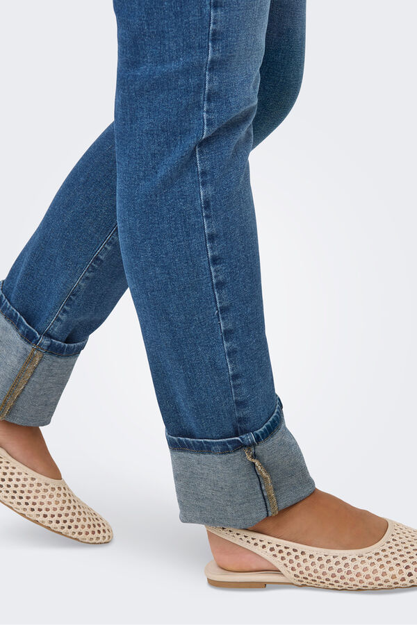 Only Jeans slim bajo vuelto azul