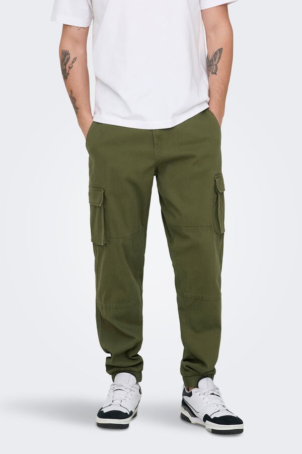 Only & Sons Pantal&oacute;n largo cargo verde
