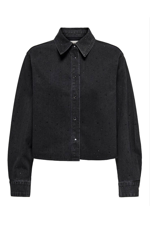 Only Camisa vaquera cropped negro