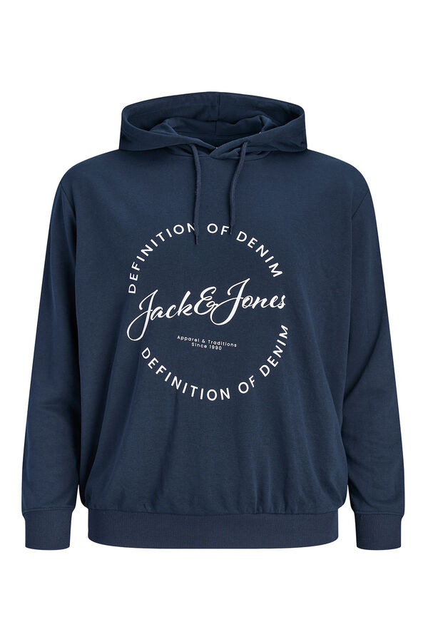 Jack & Jones PLUS Cotton hooded sweatshirt blue