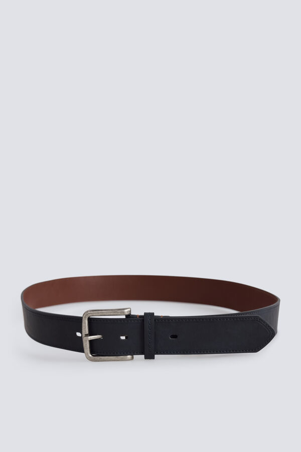 Springfield Faux leather topstitched belt blue