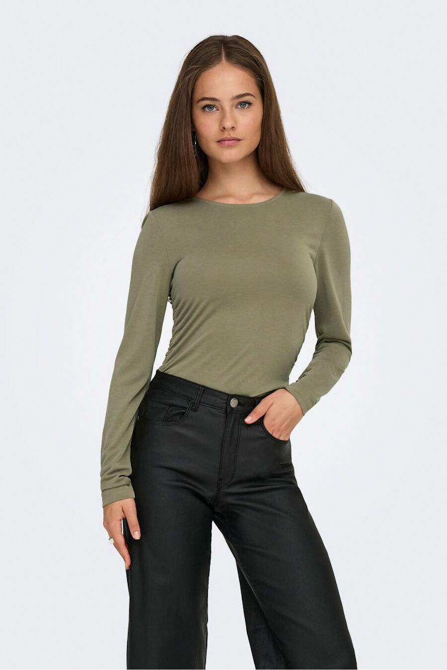 Top fruncido manga larga