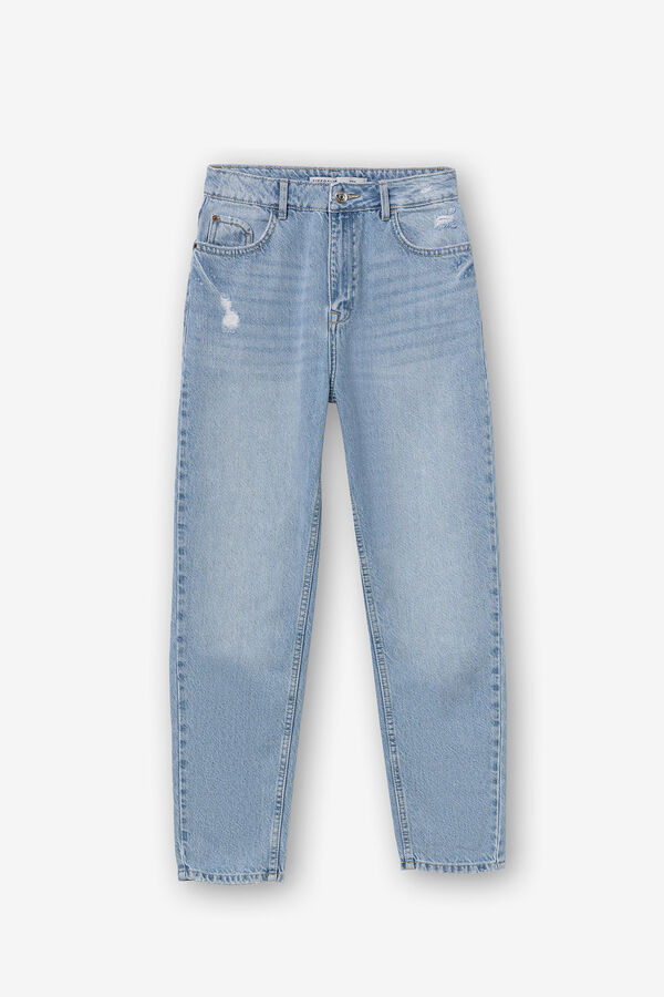Springfield Mom tapered fit jeans with rips blue mix