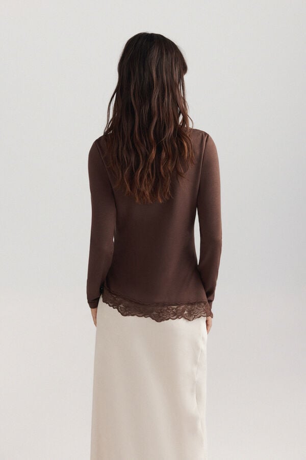 Springfield Asymmetric fine lace jumper brown