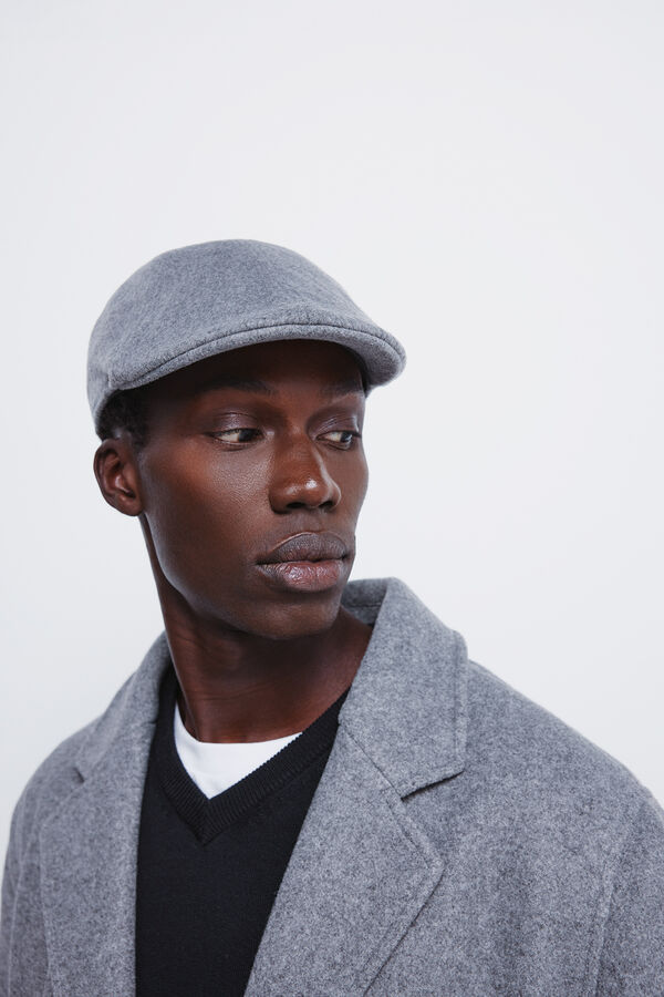 Springfield Gray wool blend flat cap grey