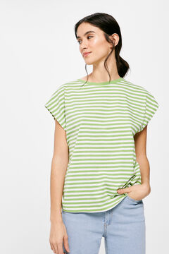 Springfield Striped contrast collar T-shirt green