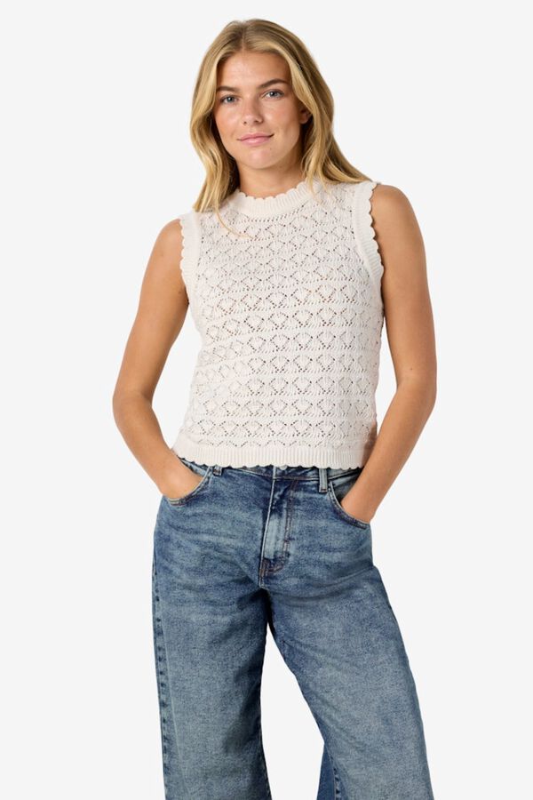 Noisy May Sleeveless pointelle knit top grey