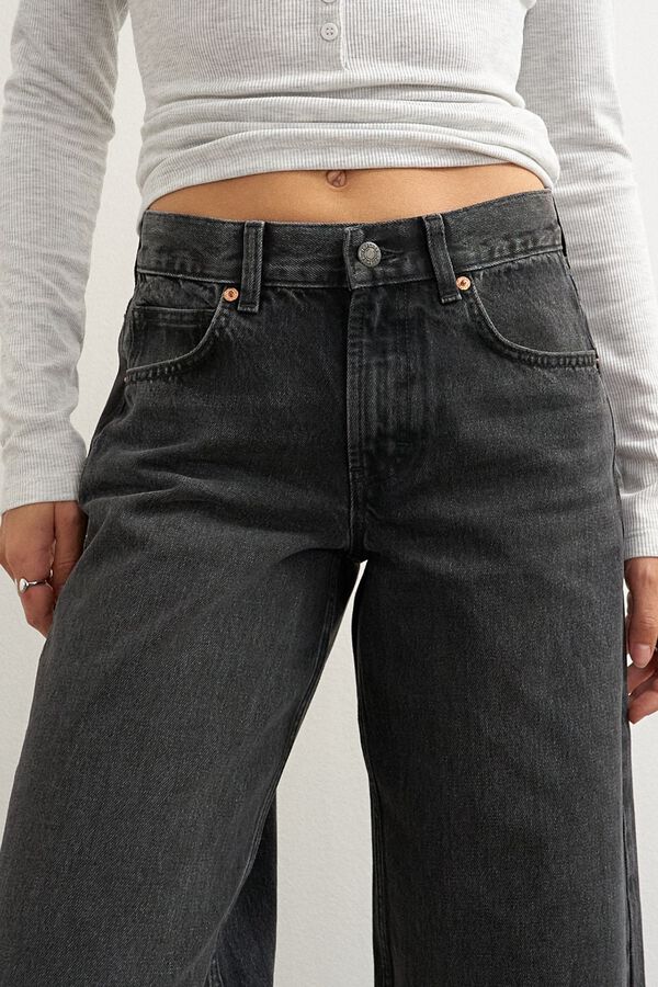 Topshop Wide leg mid-rise jeans black
