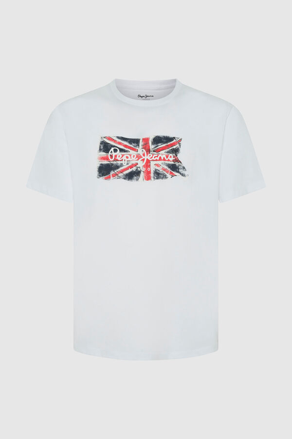 Springfield Camiseta Fit Regular Logo Union Jack blanco