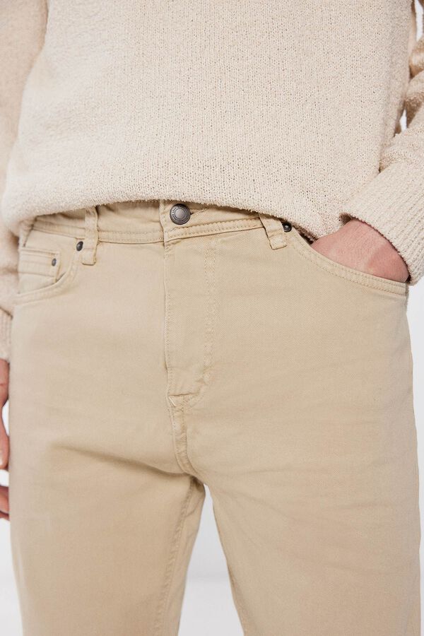 Springfield Slim fit washed 5-pocket coloured trousers camel