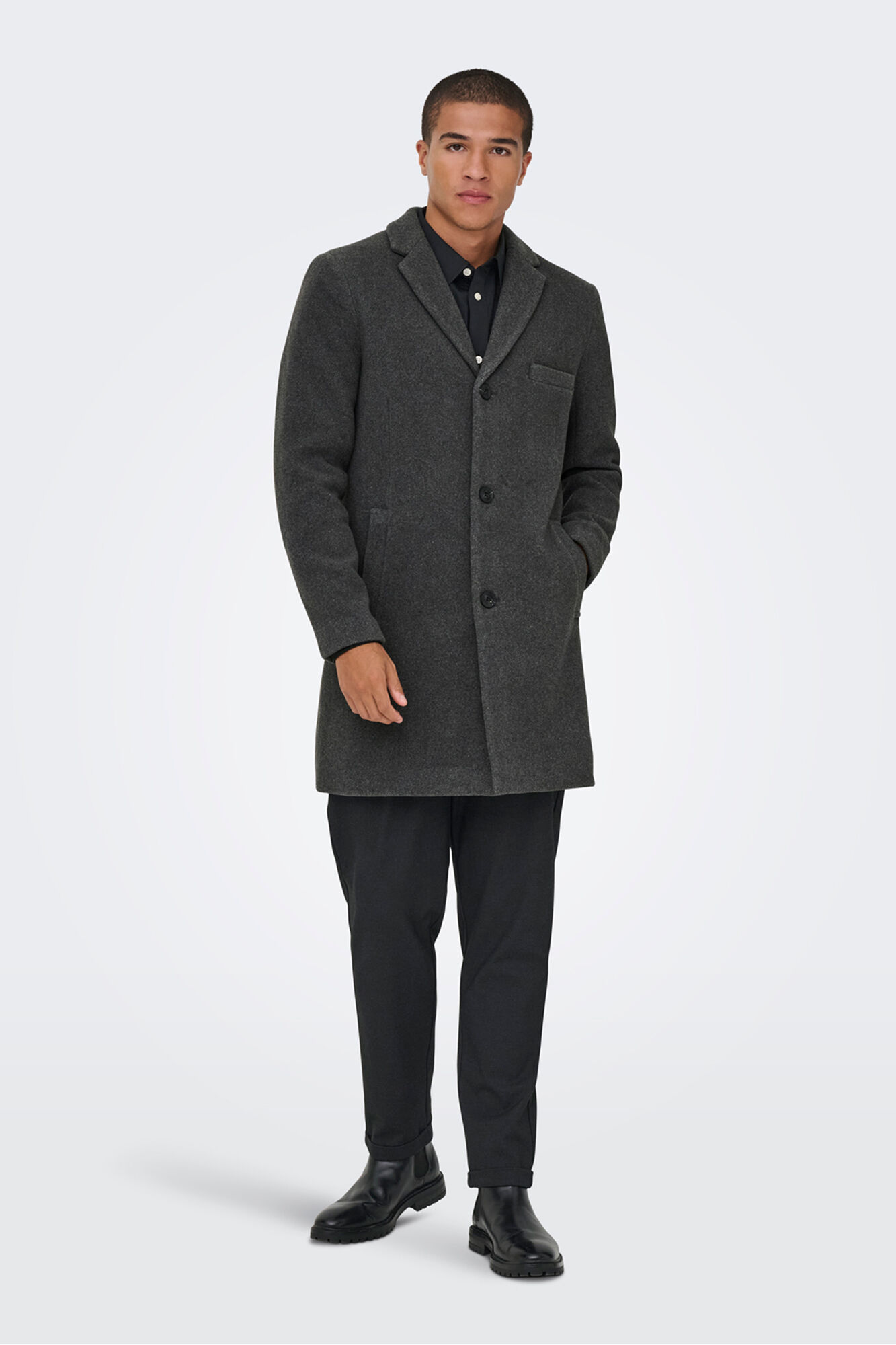 Only & Sons Abrigo de pa&ntilde;o lana