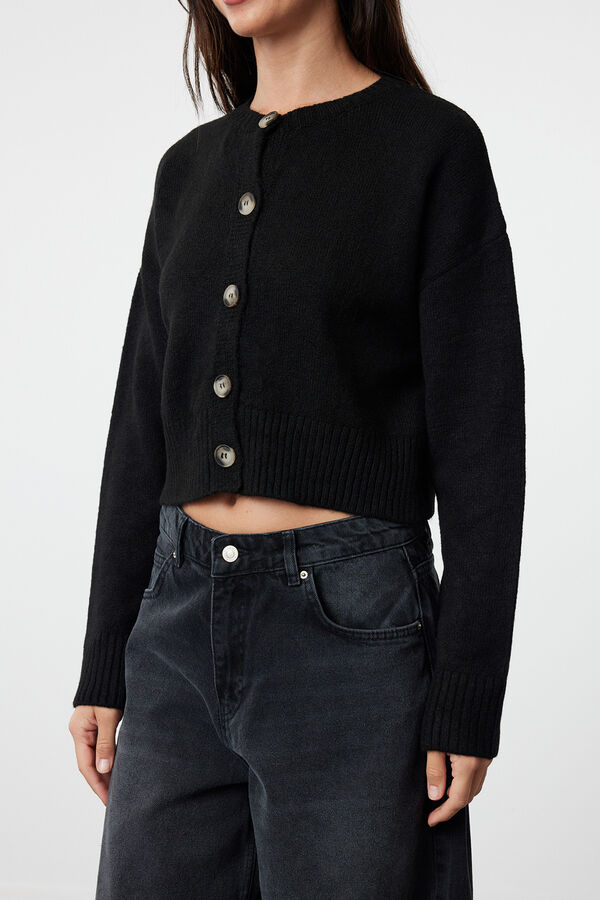 Trendyol Knitted cardigan with buttons black