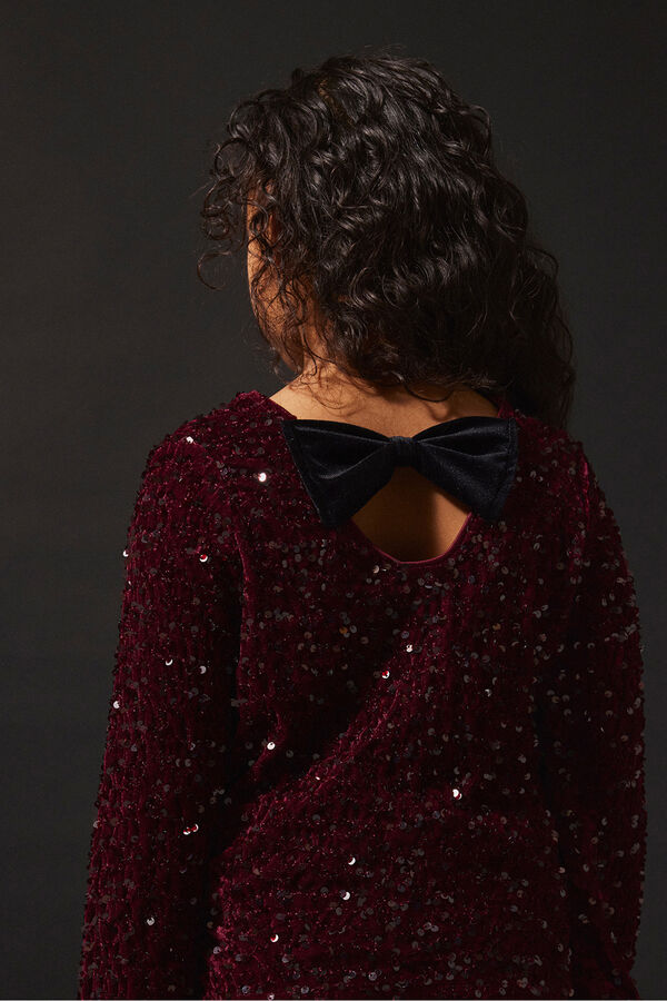 Name It Top de lentejuelas y terciopelo de niña morado/lila