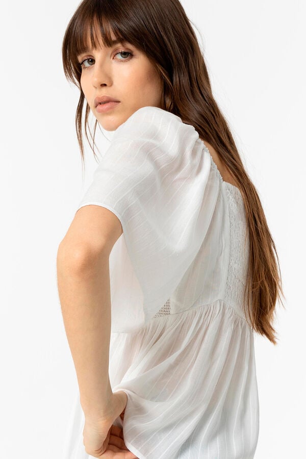 Springfield Combined Arrugated effect blouse white