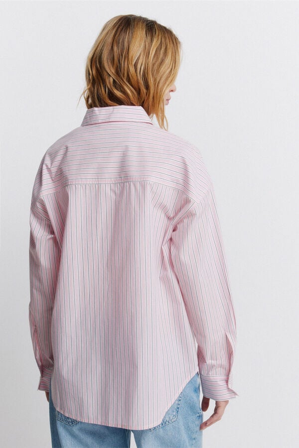 Springfield Striped oversize shirt pink